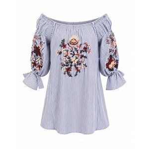 Flora Ashley Striped Embroidered Floral mini dress medium Cottagecore boho folk